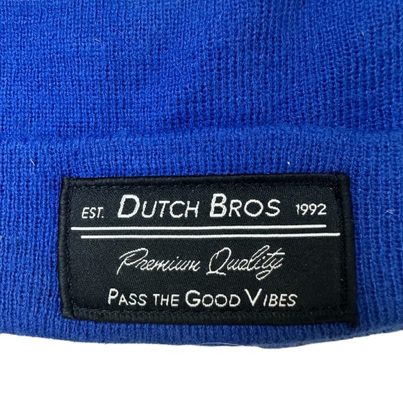 Dutch Bros Blue Knit Beanie Pom Pom RARE DB 1992 - Picture 3 of 3